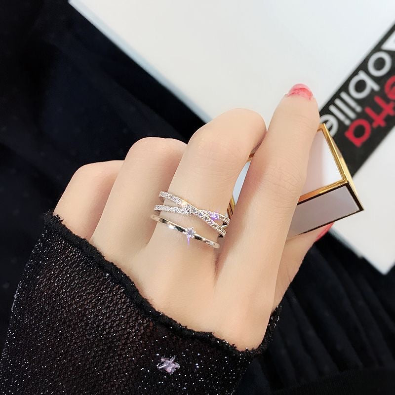 Women's Elegant Rhinestone Decor Ring, Fashion All-match Jewelry